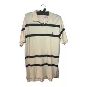 Polo Ralph Lauren 90s Vintage Cream Striped Polo Sz L